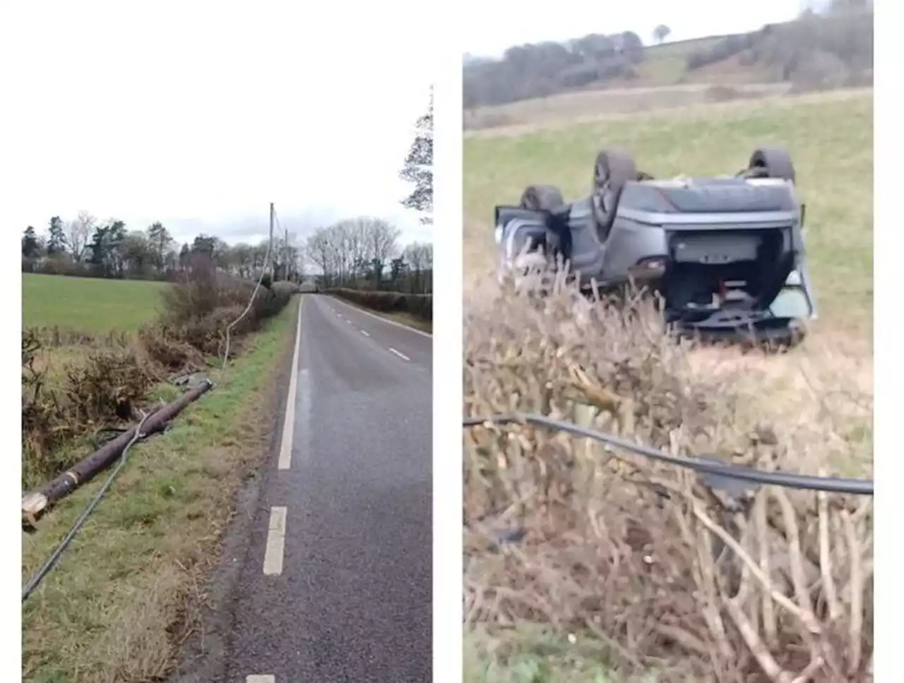 Driver 'lucky to escape with no injury' after car flips in south Shropshire