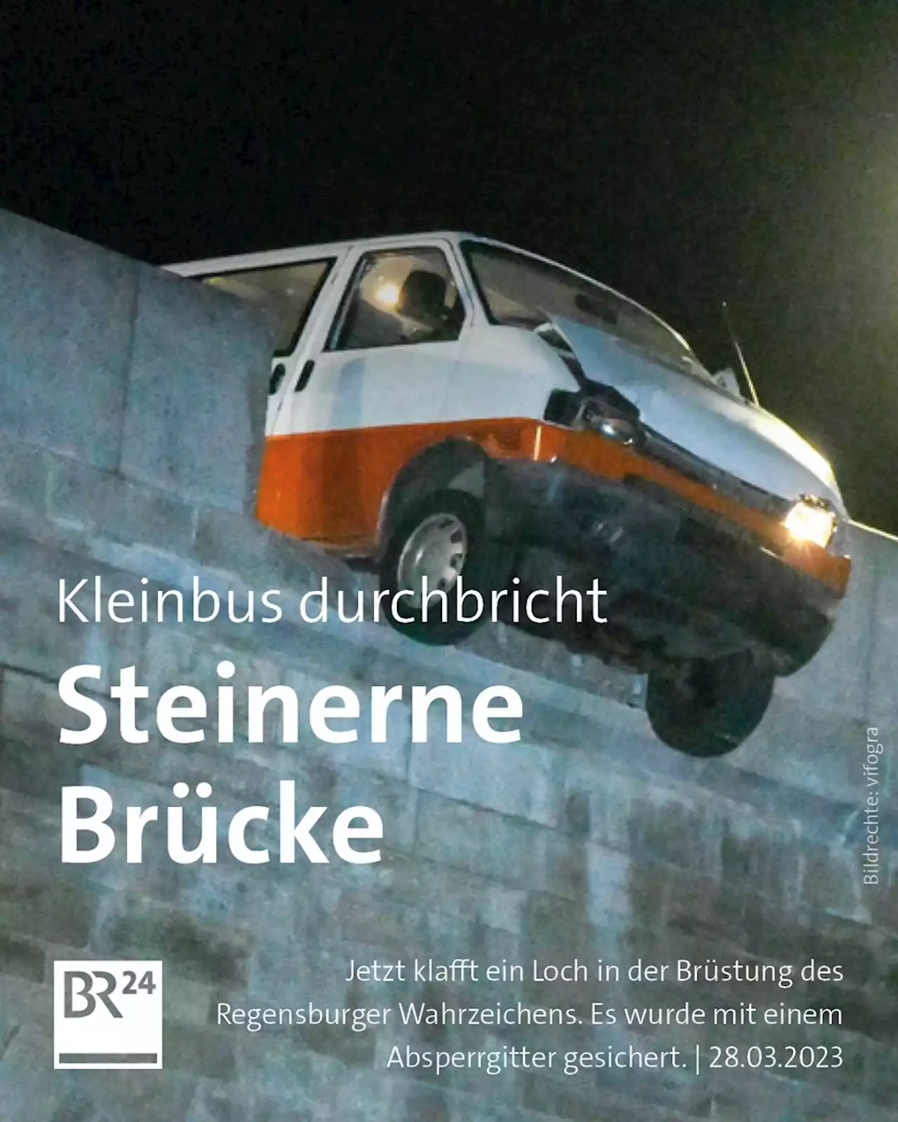 Steinerne Brücke in Regensburg nach kuriosem Unfall gesichert