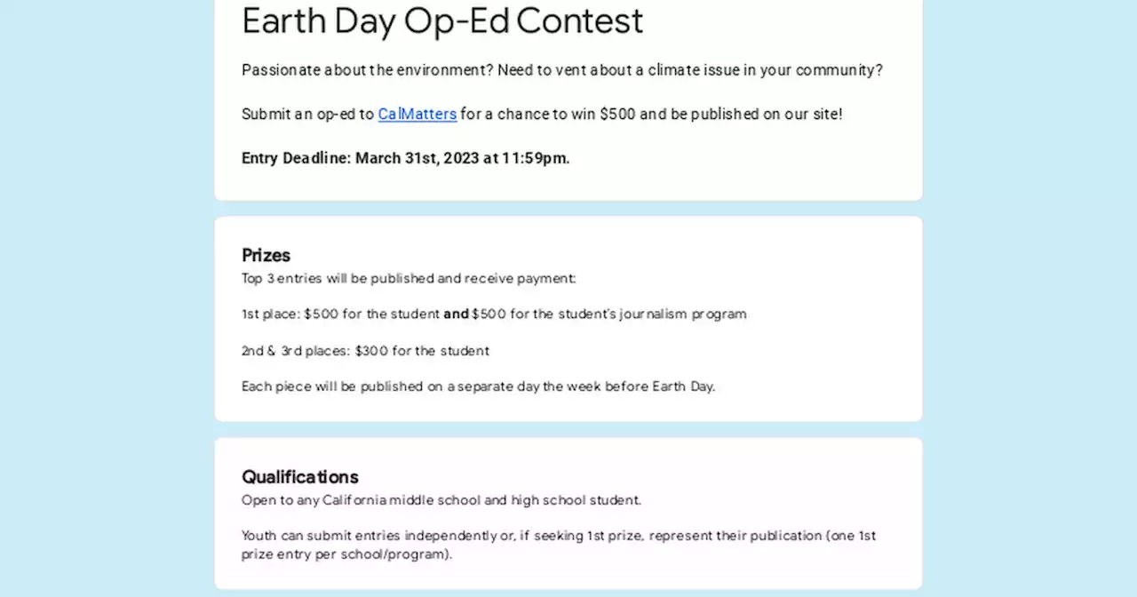 Earth Day Op-Ed Contest