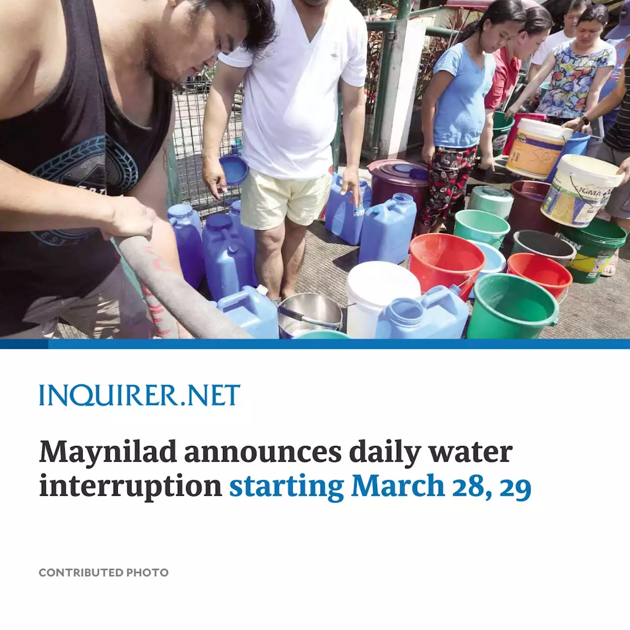 Maynilad announces daily water interruption starting March 28, 29