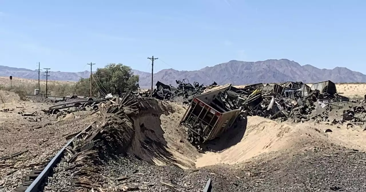 Runaway train carrying iron ore derails in San Bernardino; hazmat crew responding