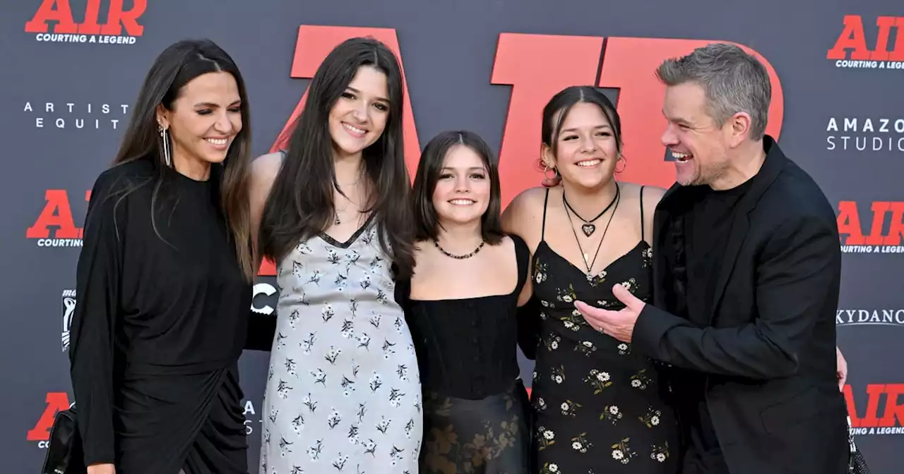 Matt Damon and Luciana Barroso Match With Their Daughters at the 'Air' Premiere