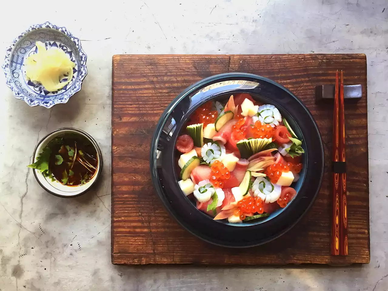 Japanese Sashimi and Rice (Chirashi)