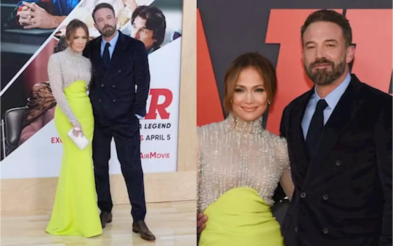 Jennifer Lopez, l'abito giallo per la première di Air con Ben Affleck