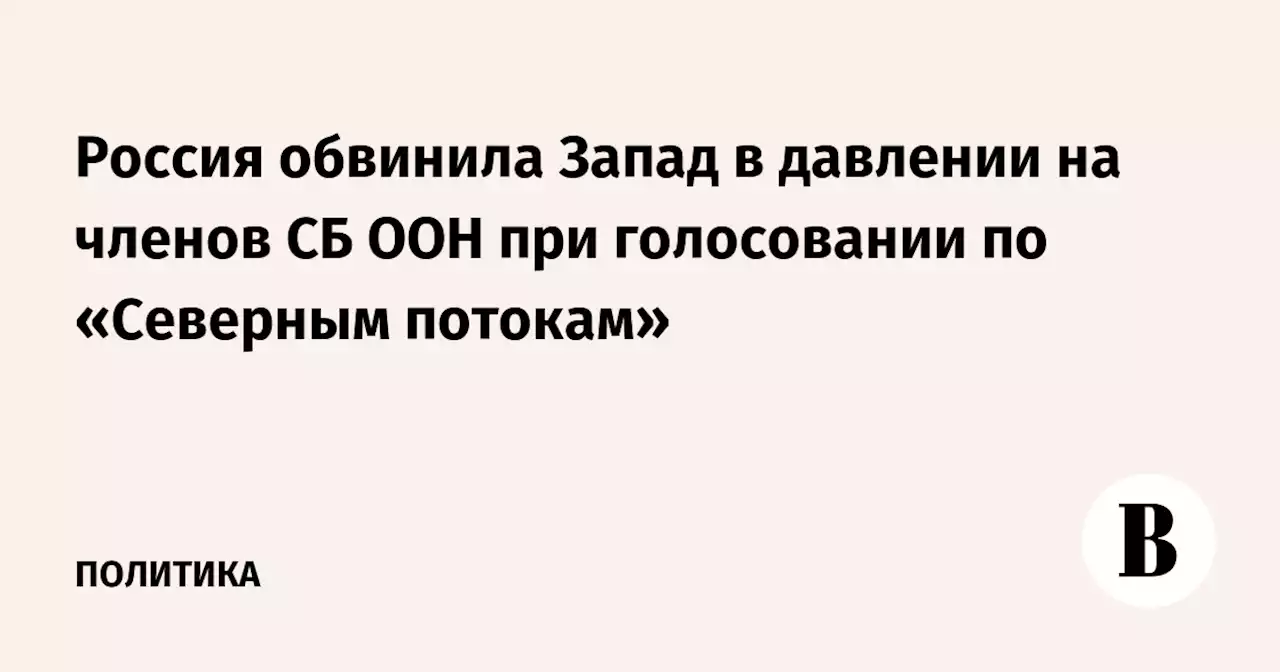 Россия обвинила Запад в давлении на членов СБ ООН при голосовании по «Северным потокам»