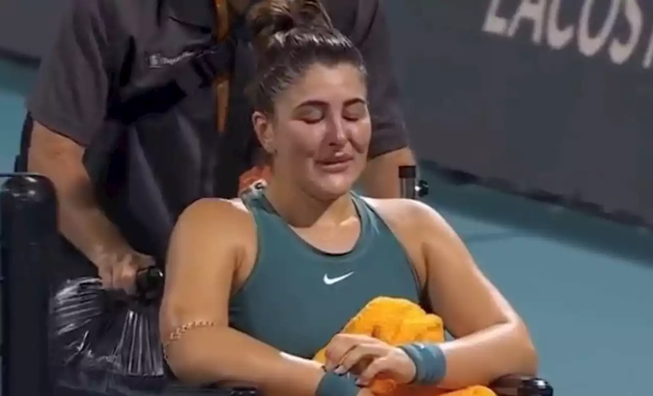 Emotional Bianca Andreescu leaves court in wheelchair after injury at Miami Open