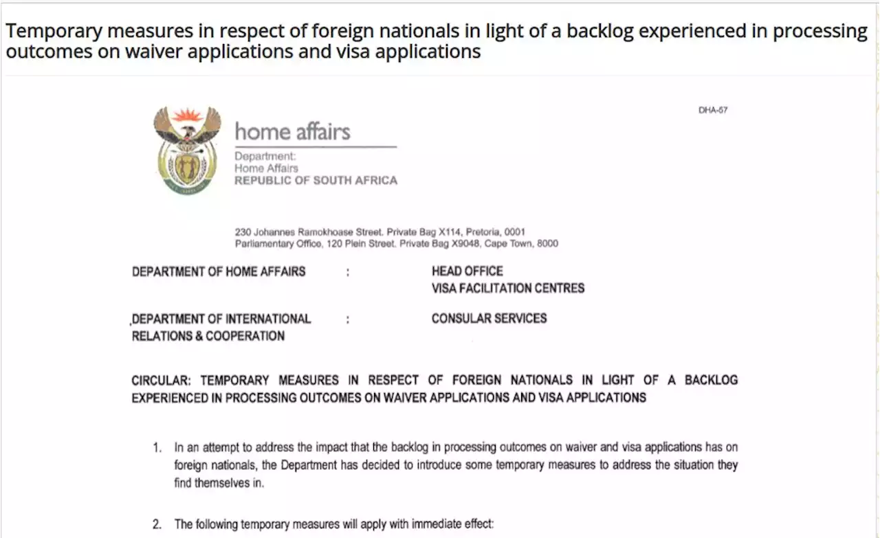 South Africa: Dept Of Home Affairs Extends Blanket Concession for Some Visa Applicants