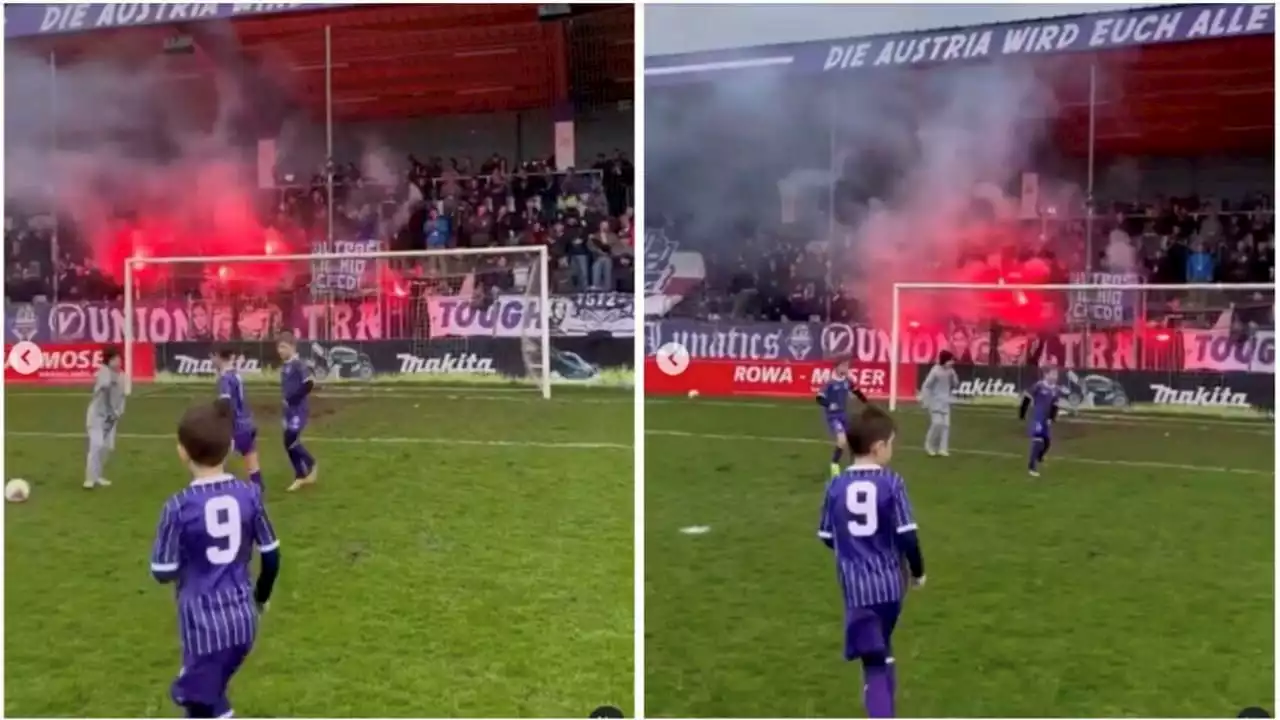 Irrer Ultra-Aufmarsch in Österreich! Pyro-Alarm bei Kinder-Fußball-Spiel