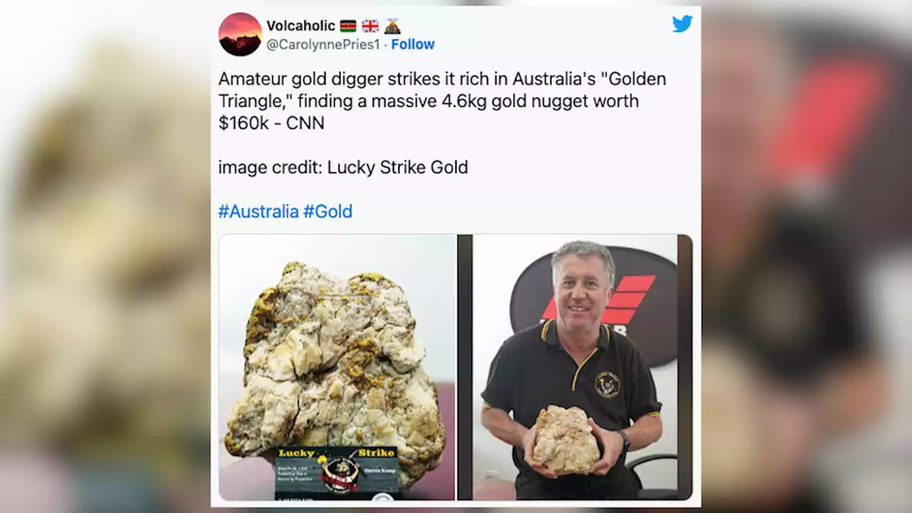 Australie : un chercheur d’or amateur trouve une pépite d’une valeur de 150.000 euros