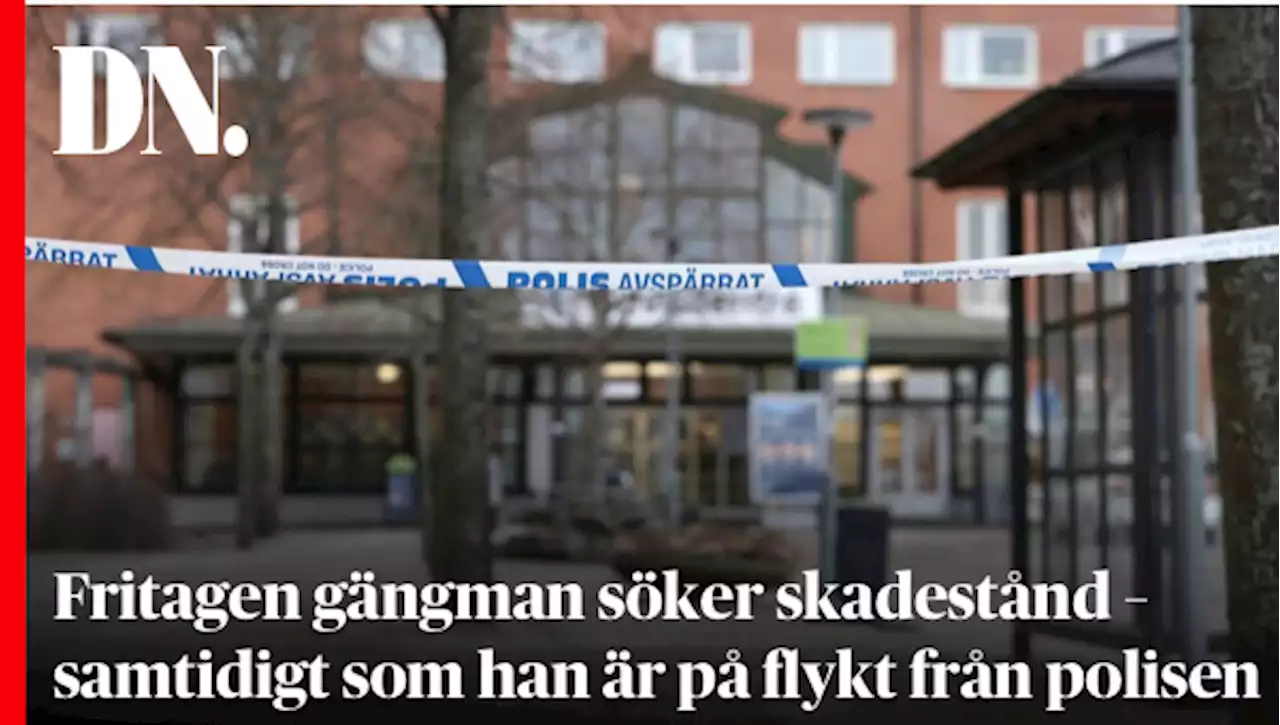 Fritagen gängman söker skadestånd – samtidigt som han är på flykt från polisen