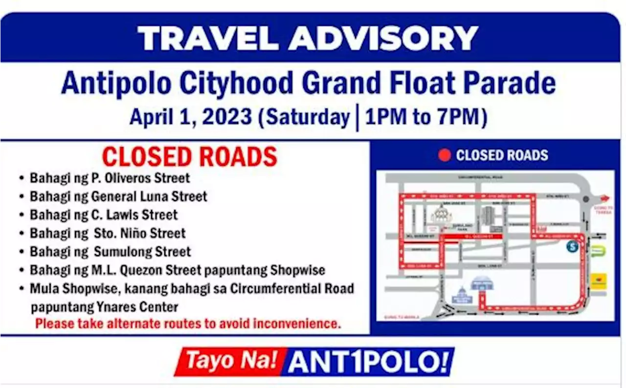 Antipolo City to mark 25th cityhood anniversary on April 1 with grand float parade