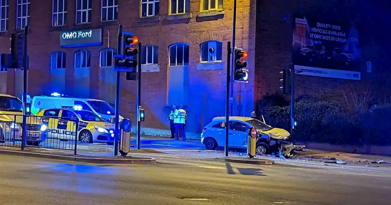 Car left wrecked in early hours crash with man taken to hospital