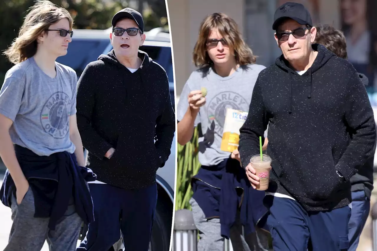 Charlie Sheen enjoys rare outing with his and ex Brooke Mueller’s twin sons