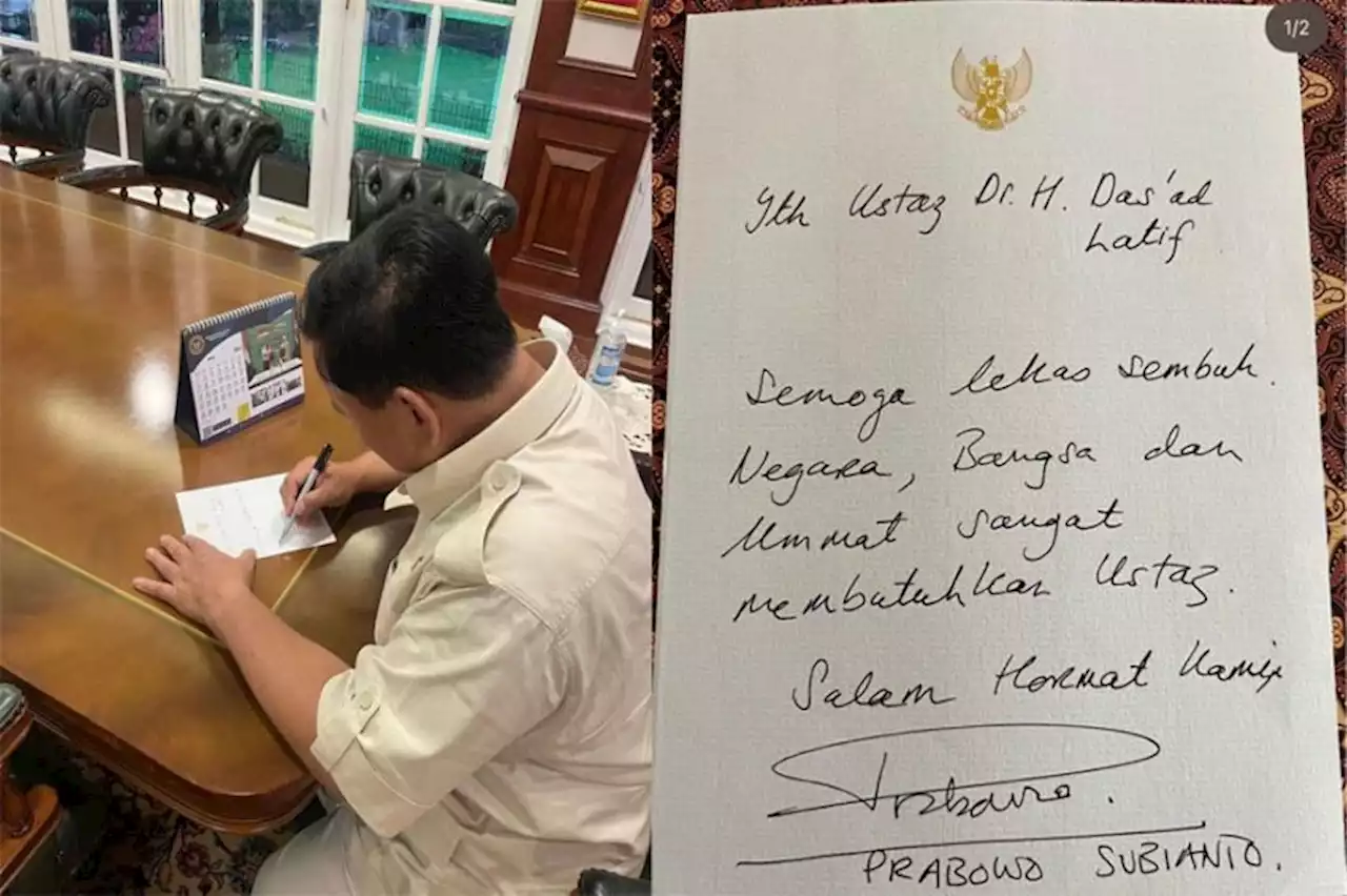 Prabowo Tulis Surat Berisi Untaian Doa untuk Kesembuhan Ustaz Das'ad Latif