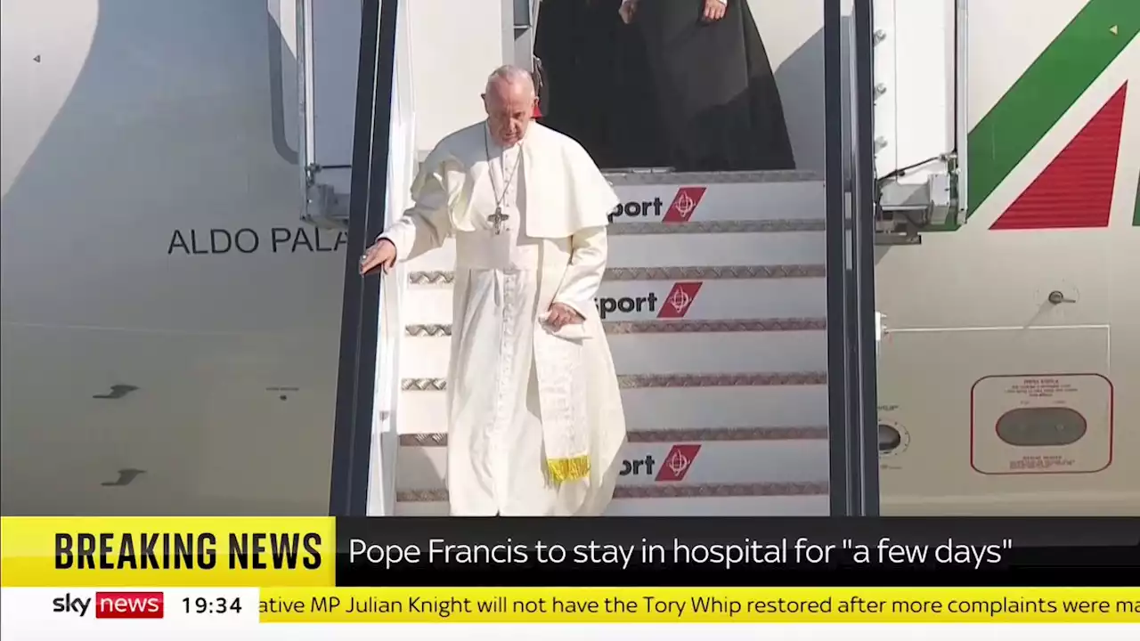 Pope to spend 'few days' in hospital for respiratory infection