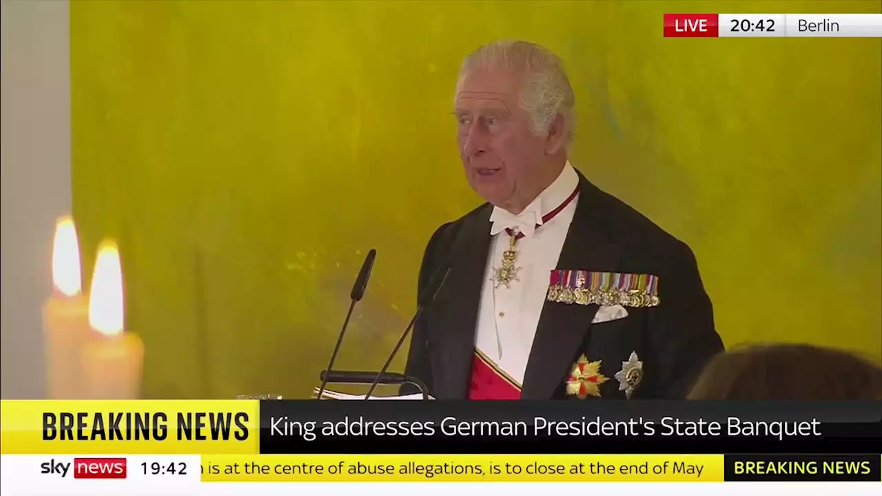 King addresses state banquet after German president hails his 'convictions'