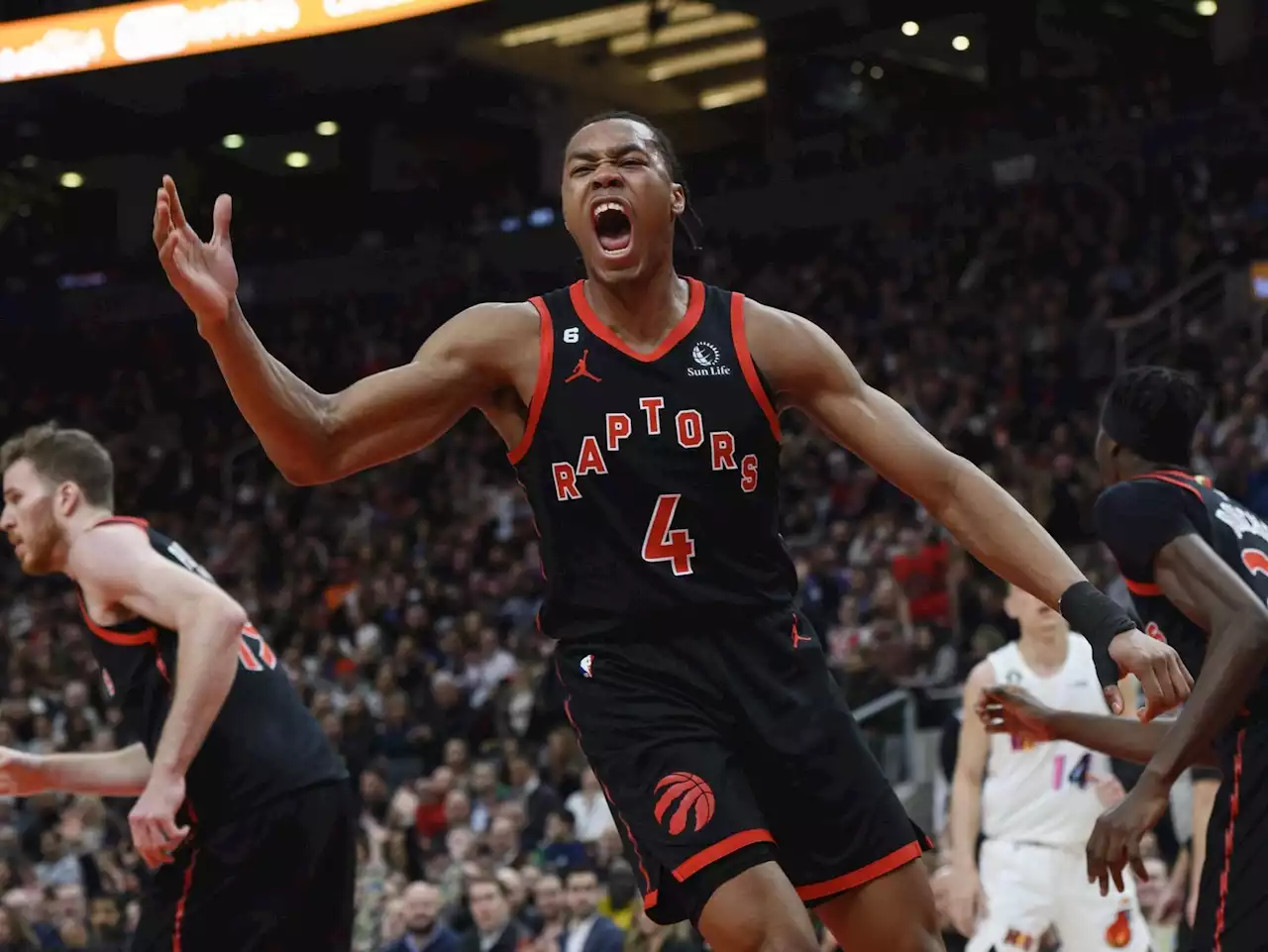 Scottie Barnes's double-double leads Raptors past Miami as Toronto gains ground in East