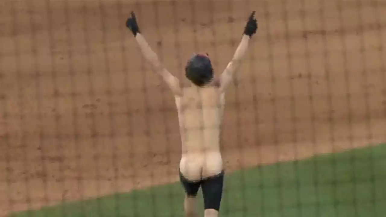 Masked Streaker Exposes Butt On Field During College Baseball Game