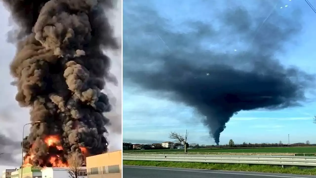 Incendio in un'azienda di vernici e solventi: 'Restate a casa con le finestre chiuse'