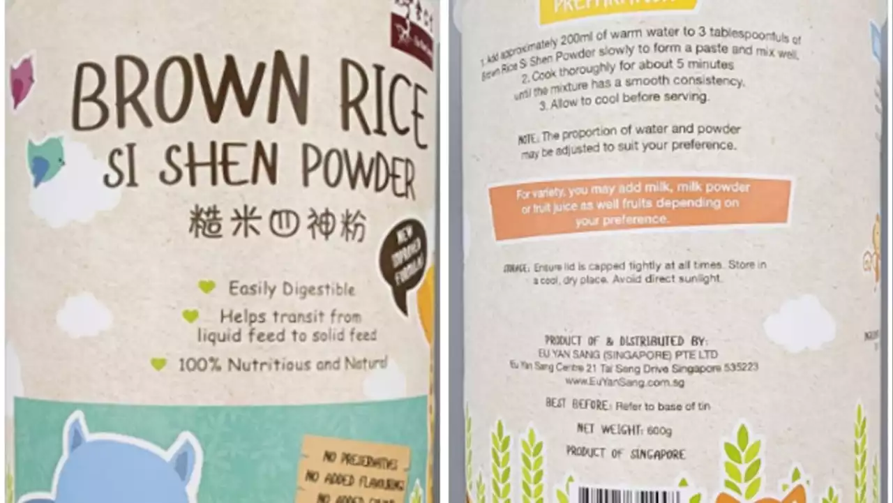 SFA recalls Eu Yan Sang’s Brown Rice Si Shen powder due to excessive levels of arsenic and aflatoxin