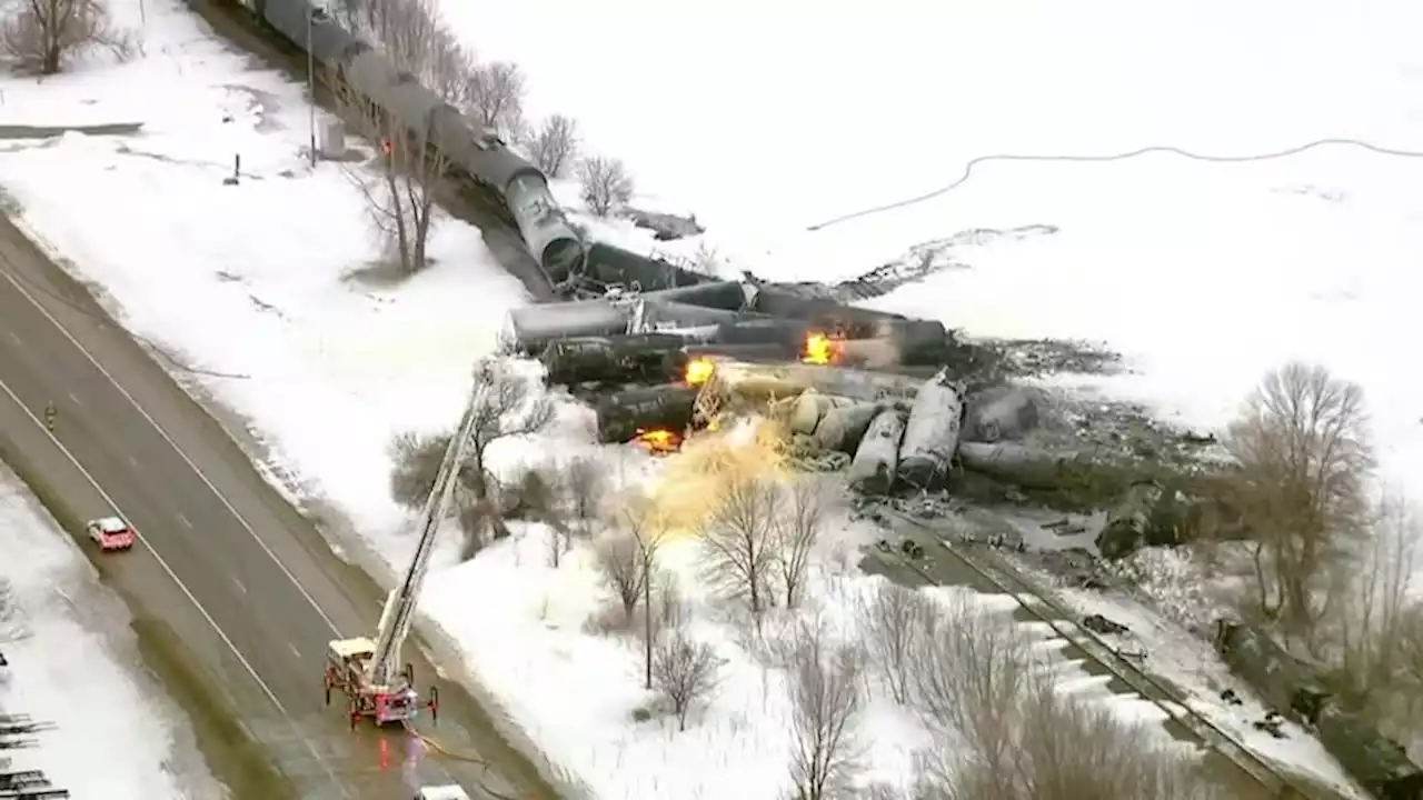 Residents flee homes after fiery train derailment in Minnesota