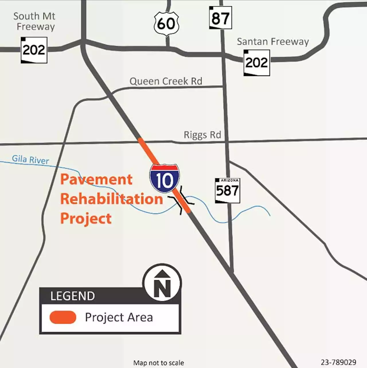 Interstate 10 eastbound restricted overnight between Riggs Road and Gila River bridges | March 27-31