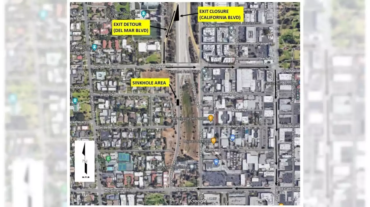 Sinkhole causes temporary closure of 710 freeway off-ramp in Pasadena