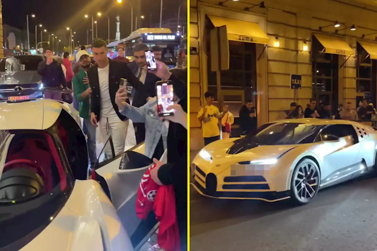 Cristiano Ronaldo mobbed by fans in Madrid as he drives rare car which cost £8.5m