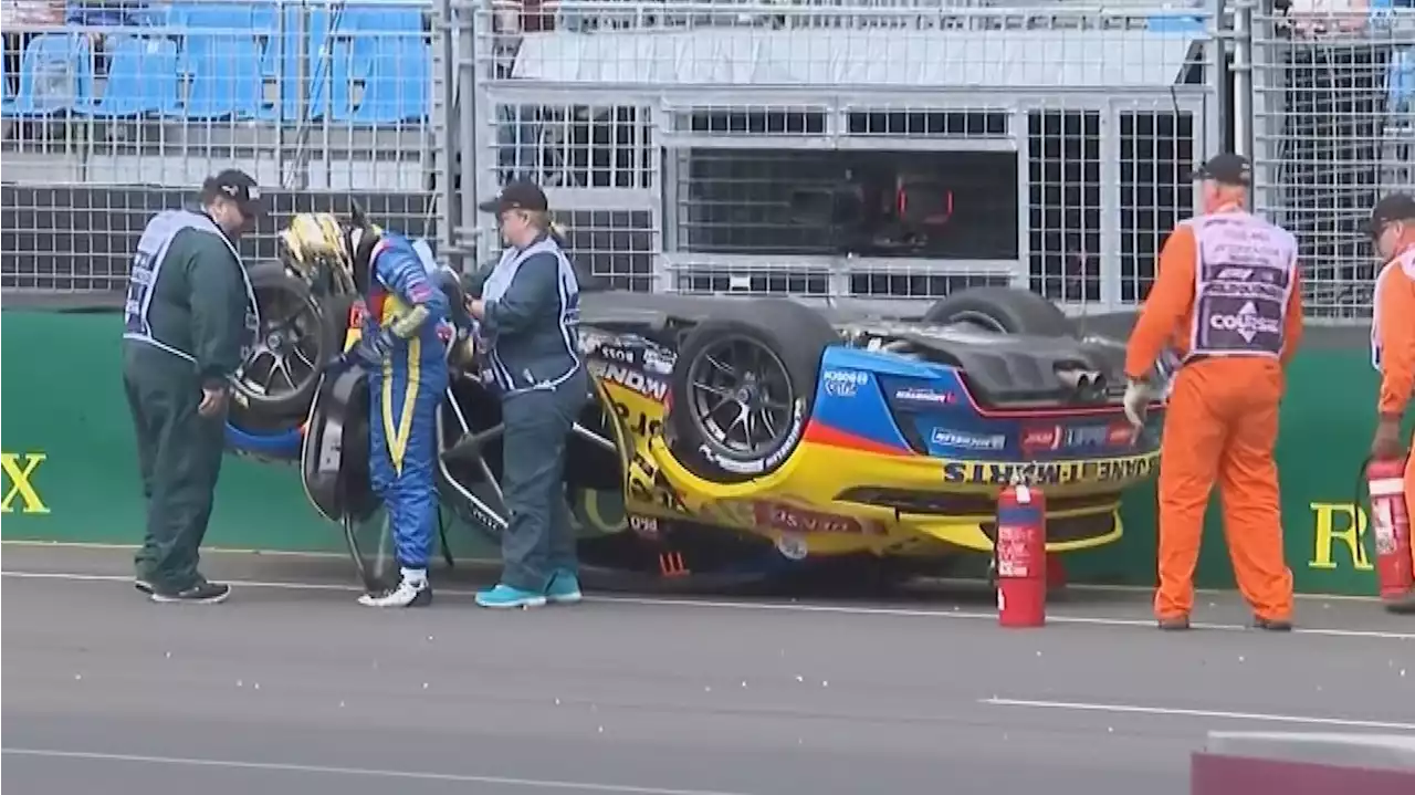 Anxious moment after car flipped on its roof