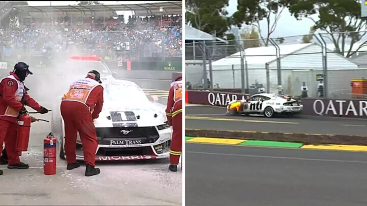 Terrifying scenes at Albert Park as car catches fire