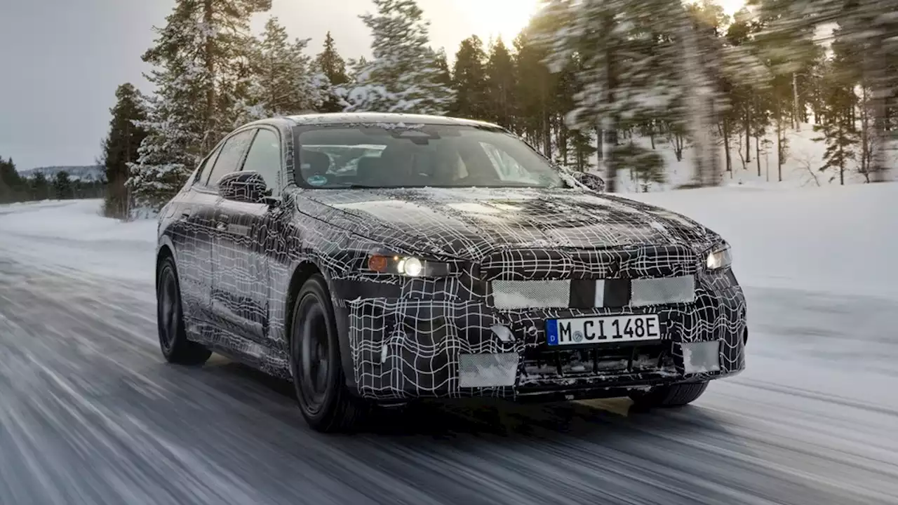 Pure-electric BMW i5 saloon undergoes winter testing