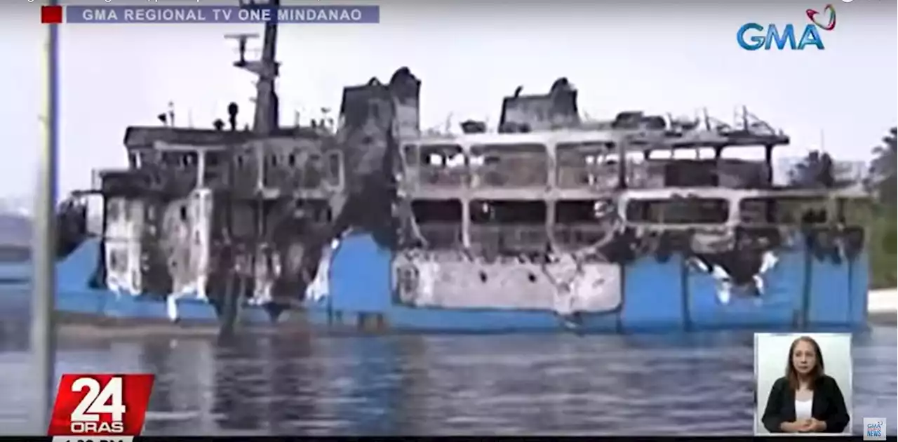 Smoke from fire-gutted ship off Basilan hampers retrieval of bodies