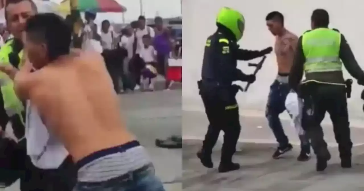 [Video] Hombre agredió Policías que lo iban a requisar por transitar por carril del MIO en Cali