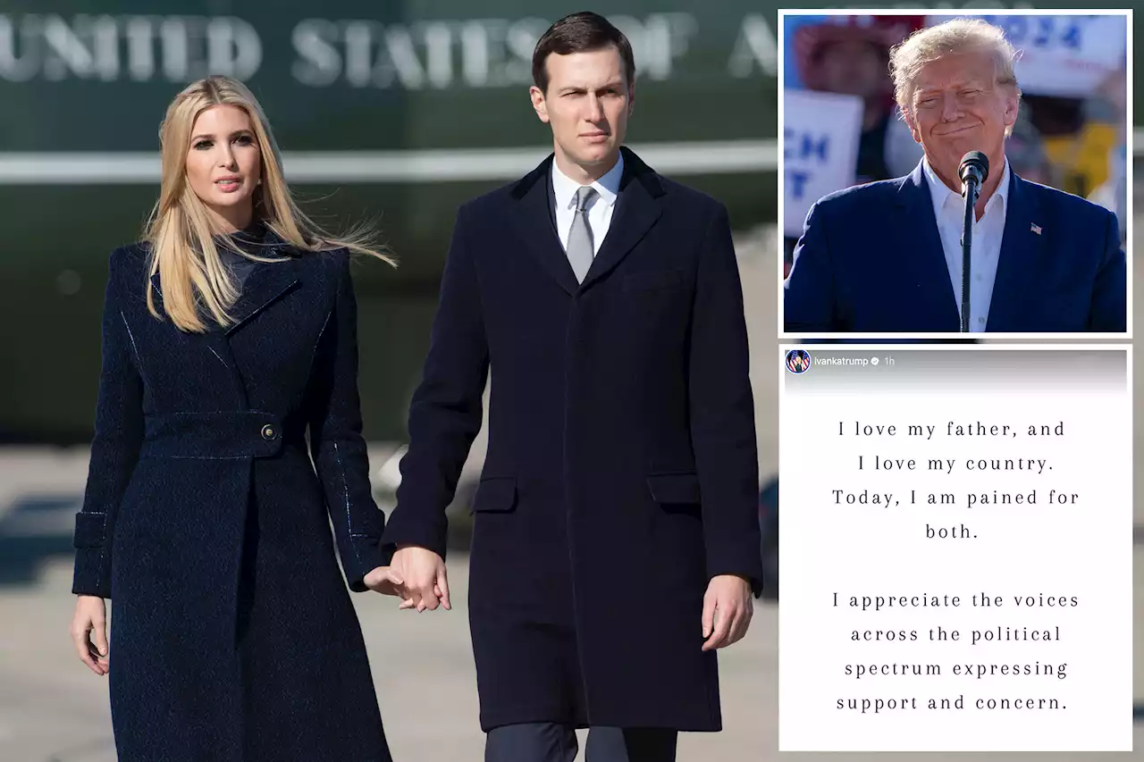 Ivanka Trump ‘pained’ for dad Donald; Jared Kushner says indictment shows Dem ‘fear’