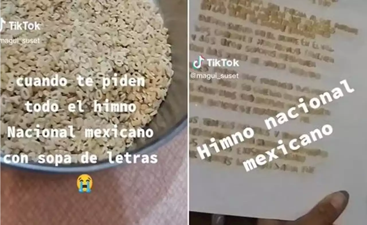 TikTok: Le dejan de tarea escribir himno nacional en sopa de letras y lo logra