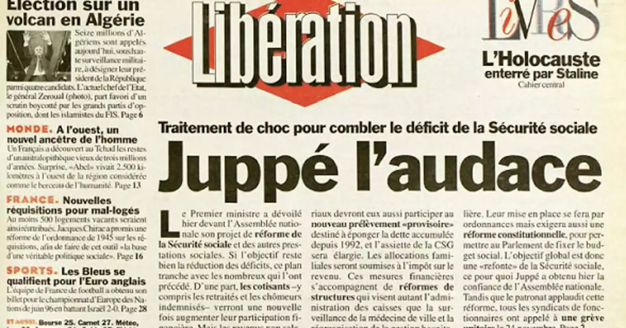 «Libé» dans le rétro : en 1995, «l’audace» Juppé à la une