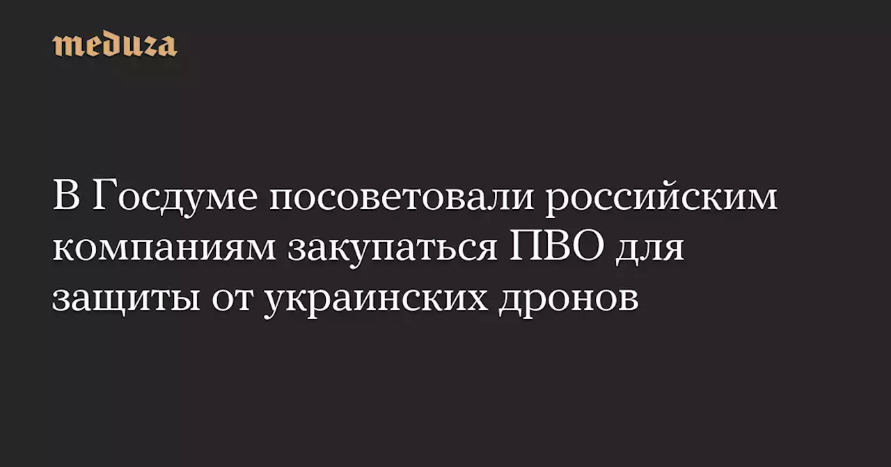 В Госдуме посоветовали российским компаниям закупаться ПВО для защиты от украинских дронов — Meduza