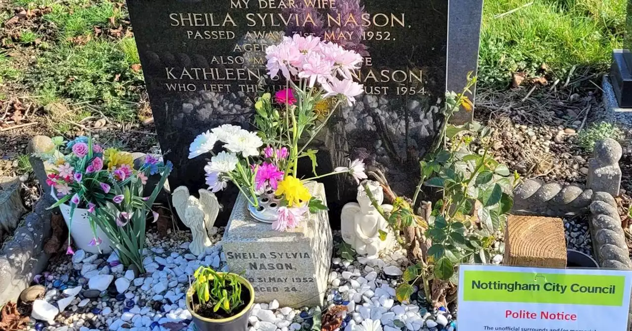 Daughter's upset at 'offensive' sign left at her mother's grave