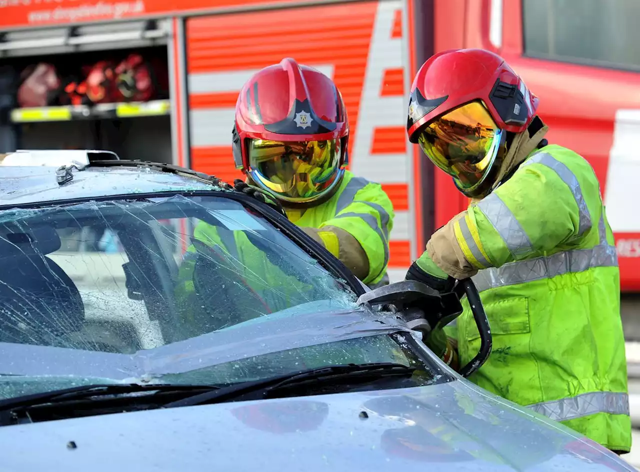 Fire crews, police and ambulance rush to Telford road after 'vehicles collide with garage'