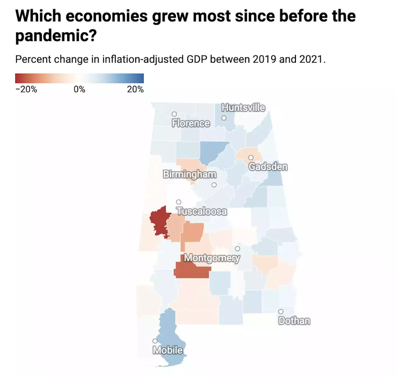 These Alabama counties saw the biggest economic bounce backs in 2021