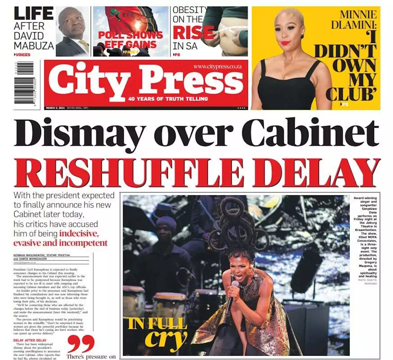 What’s in City Press: Dismay over Cabinet reshuffle delay | State capture case about to collapse | City Press