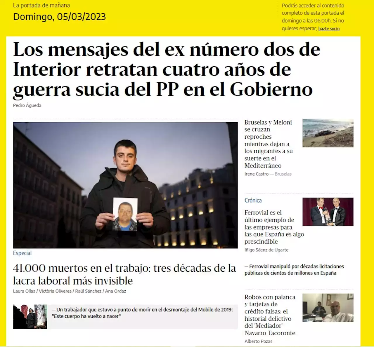 La portada del 5 de marzo de 2023 - elDiario.es