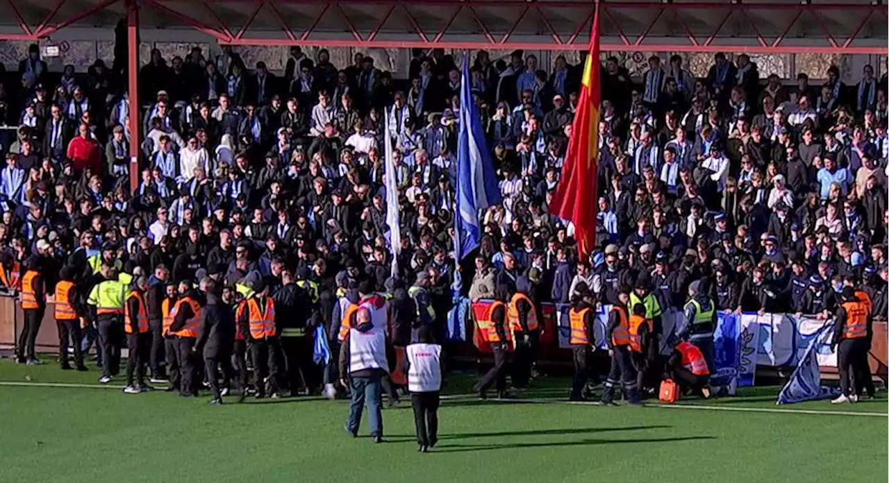 TV: Staket gick sönder mitt under målfirande - supportrar föll in på planen