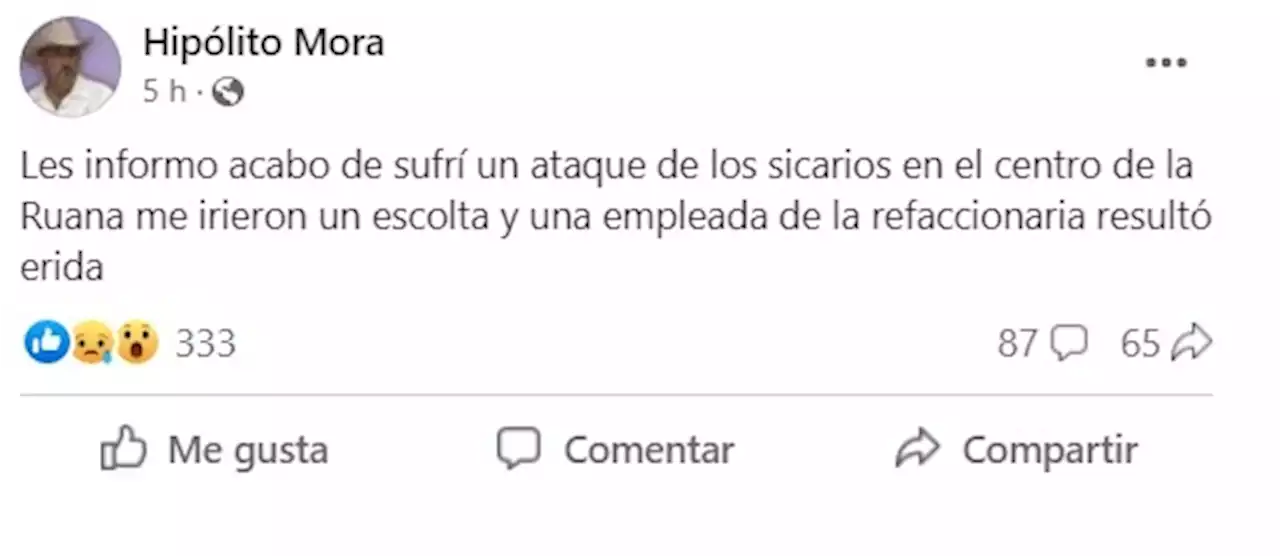 Reportan otro atentado contra ex líder de autodefensas, Hipólito Mora