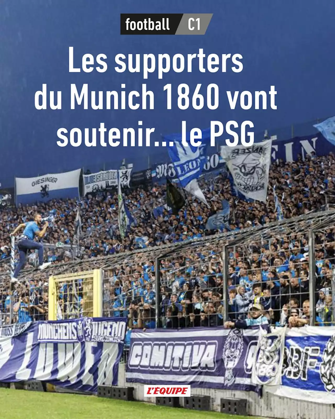 Les supporters du Munich 1860 au soutien du PSG contre le Bayern