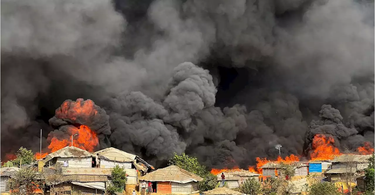 Fire destroys homes Cox's Bazar refugee camp in Bangladesh