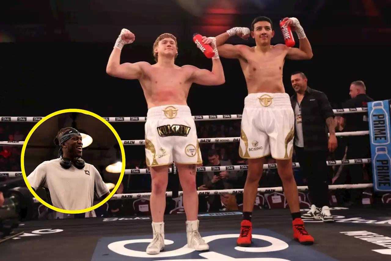KSI and Ebanie Bridges react to 'crazy' tag team boxing fight