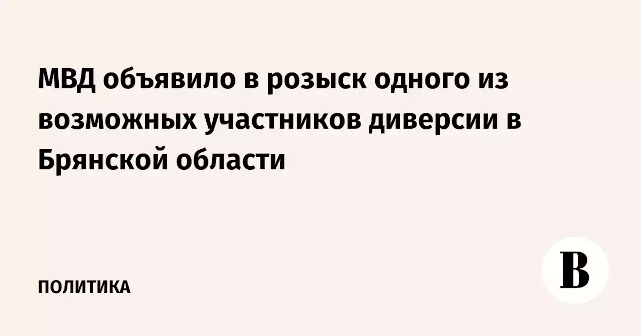 МВД объявило в розыск одного из возможных участников диверсии в Брянской области