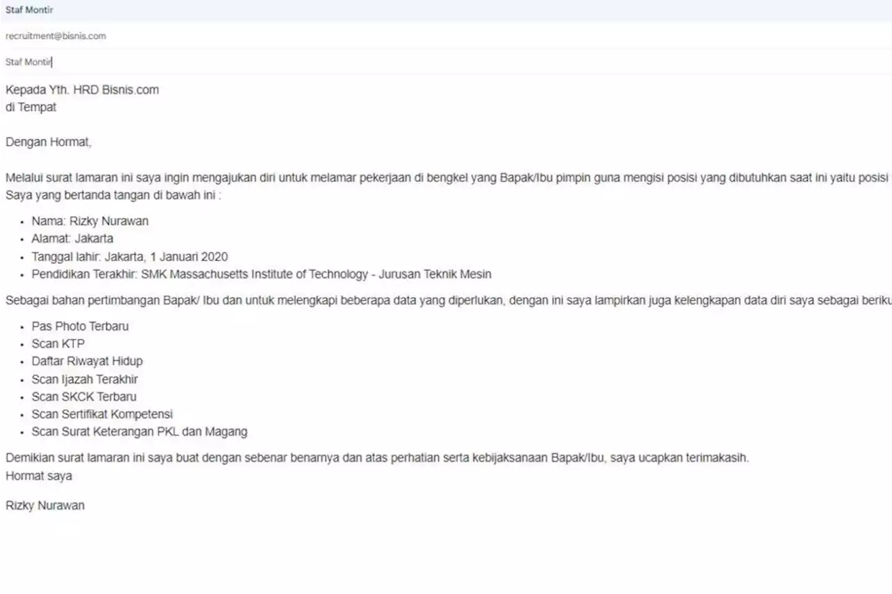 Ini Cara Melamar Kerja Lewat Email yang Benar Agar Dilirik HRD