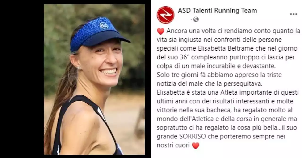 Dramma nel mondo del running: Elisabetta Beltrame morta nel giorno del 36esimo compleanno - Il Fatto Quotidiano